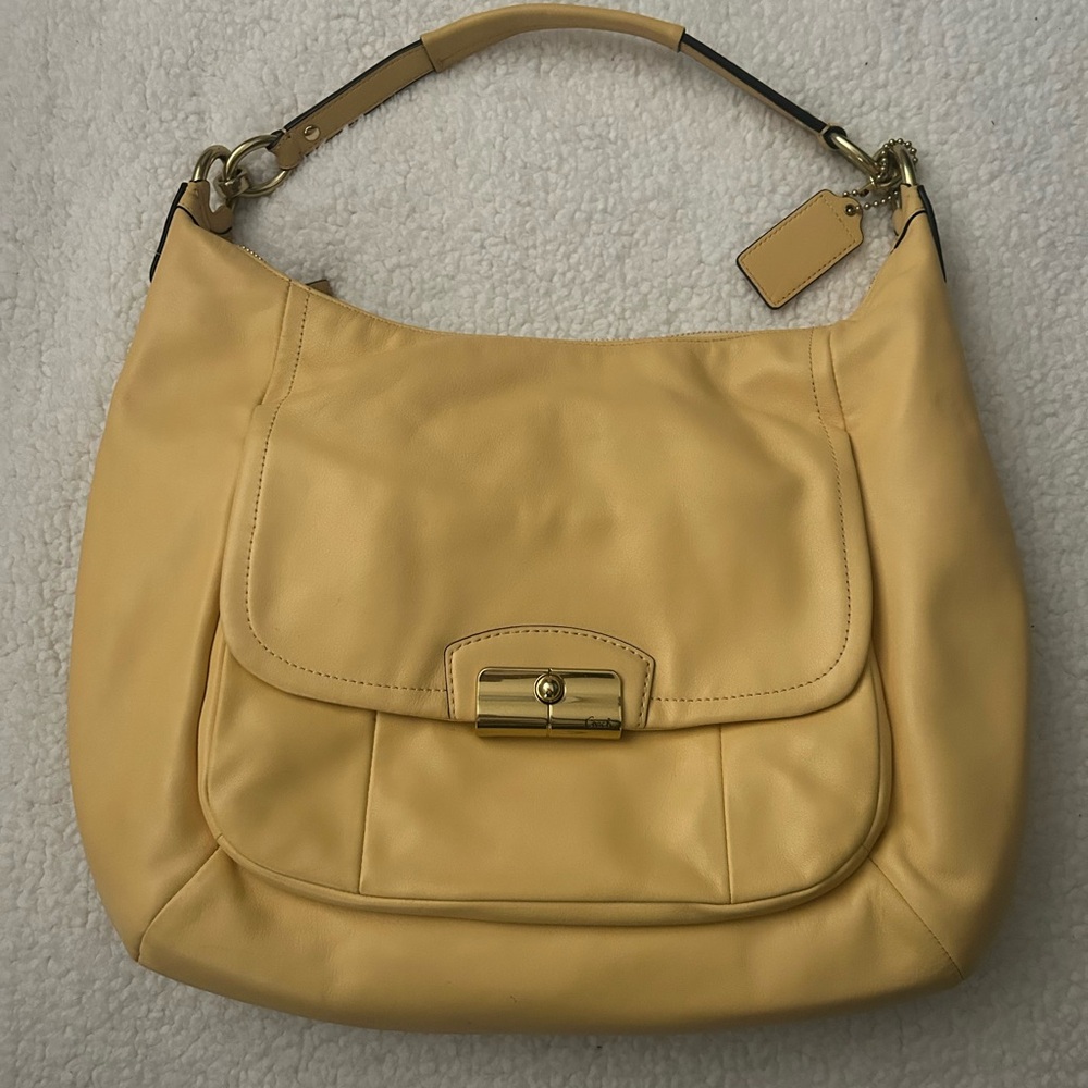 Coach Light Yellow Leather Bag